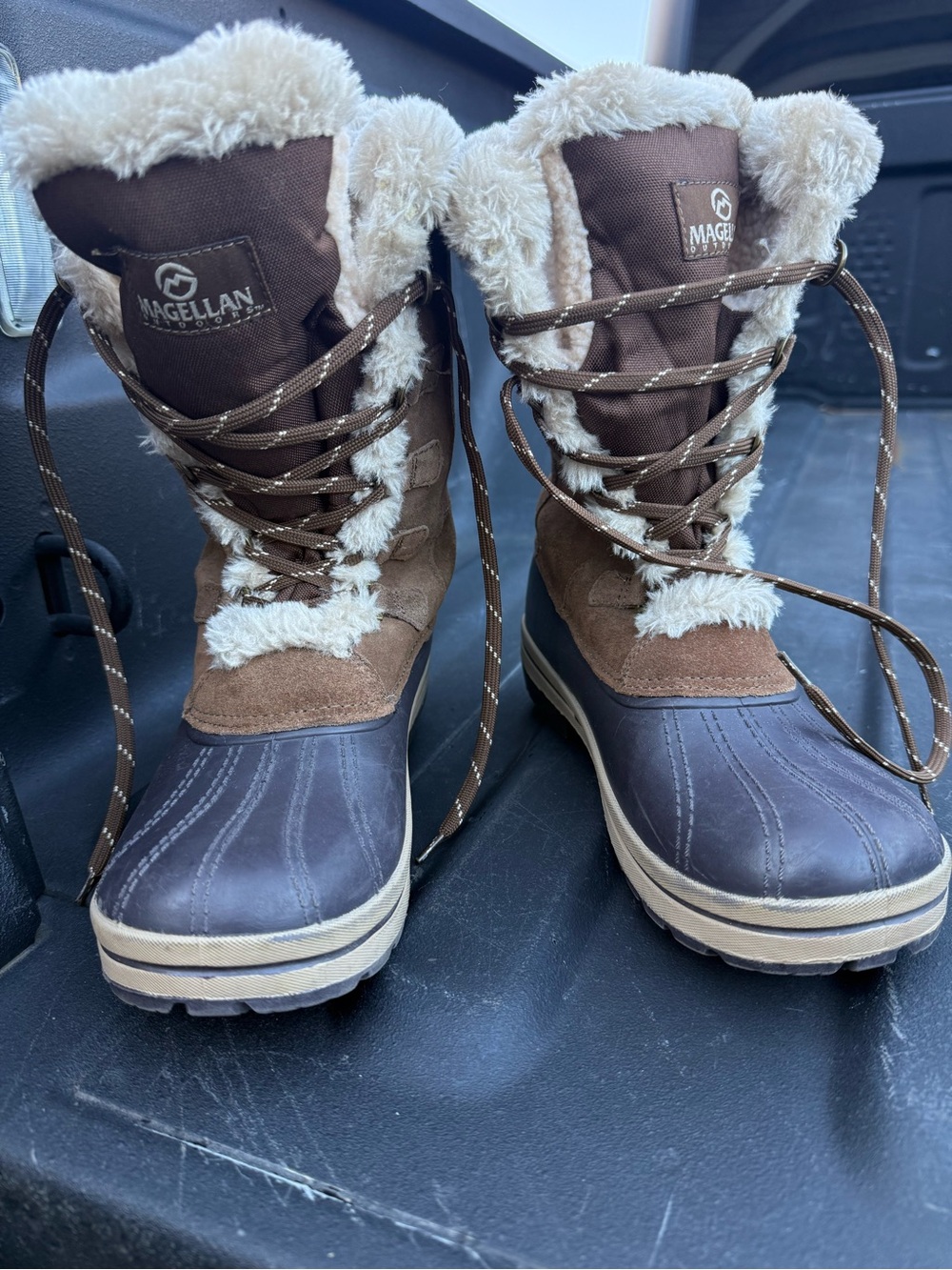 Magellan Outdoors Brown and Cream Women's Waterproof Winter Lace-Up Boots